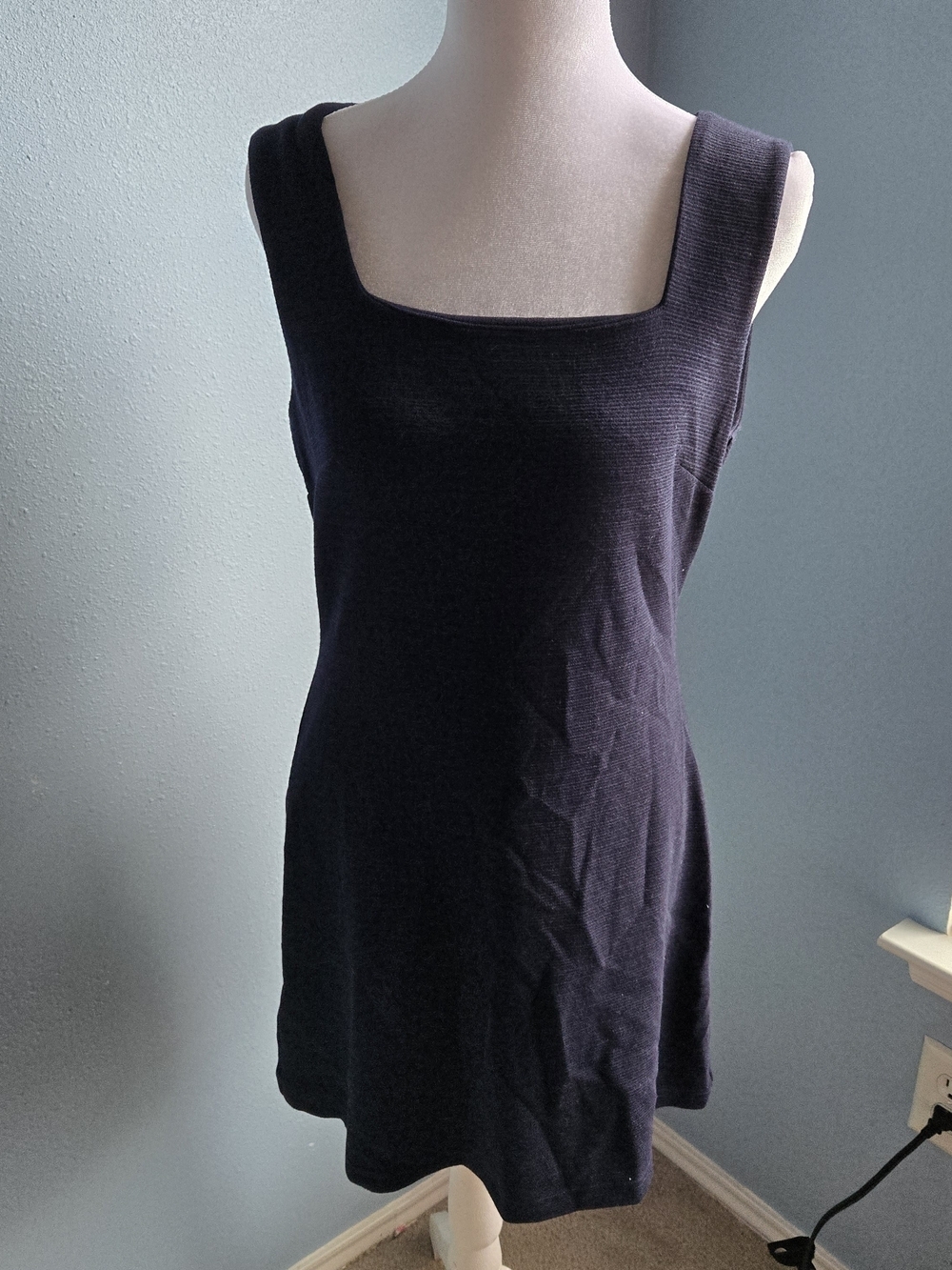 Navy Square-Neck Knit Tank Dress - Women